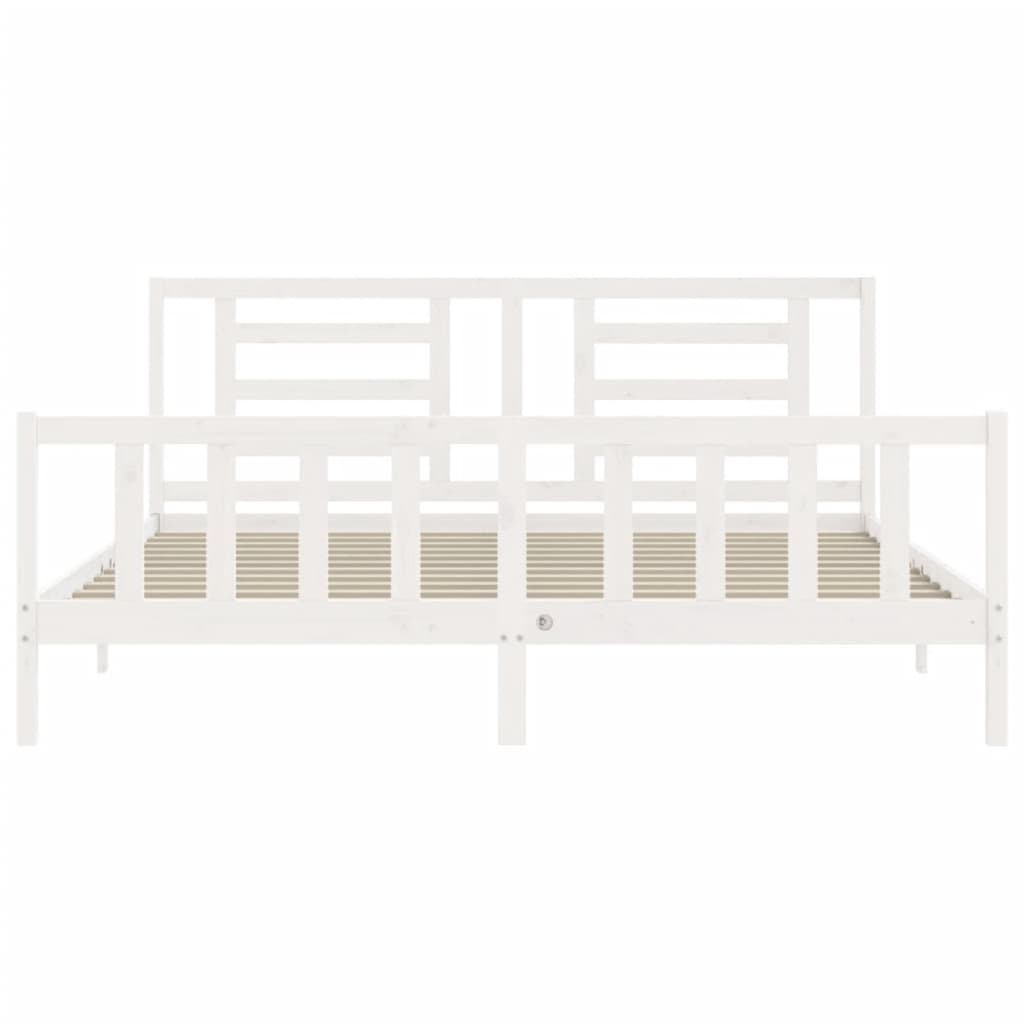 Bed Frame without Mattress White 200x200 cm Solid Wood Pine