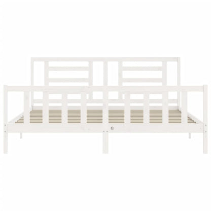 Bed Frame without Mattress White 200x200 cm Solid Wood Pine