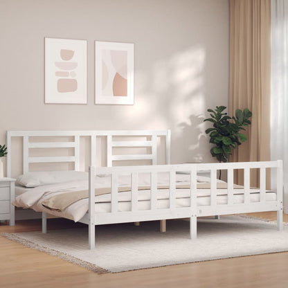 Bed Frame without Mattress White 200x200 cm Solid Wood Pine