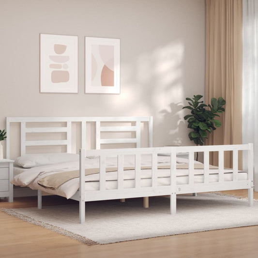 Bed Frame without Mattress White 200x200 cm Solid Wood Pine