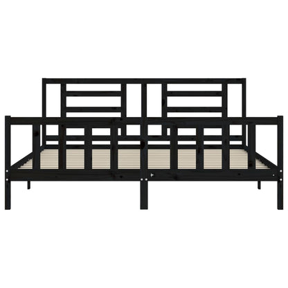 Bed Frame without Mattress Black 200x200 cm Solid Wood Pine