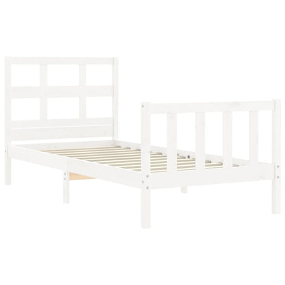 Bed Frame without Mattress White Small Single Solid Wood Pine