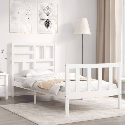 Bed Frame without Mattress White 90x200 cm Solid Wood Pine