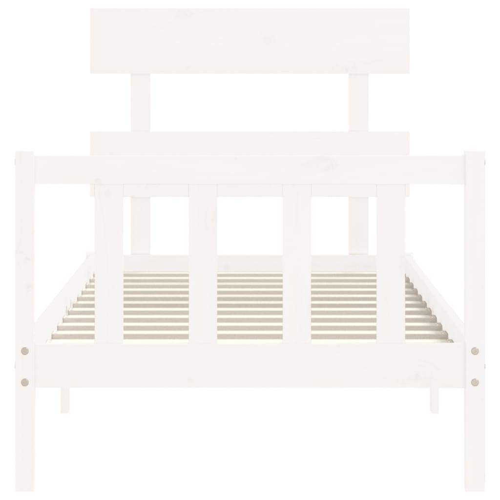 Bed Frame without Mattress White 100x200 cm Solid Wood Pine