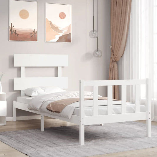 Bed Frame without Mattress White 100x200 cm Solid Wood Pine