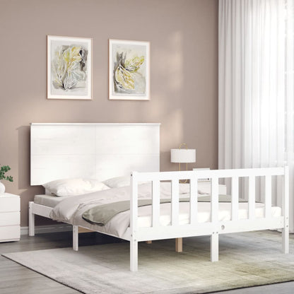 Bed Frame without Mattress White 140x200 cm Solid Wood Pine