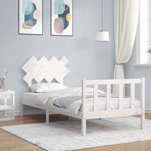 Bed Frame without Mattress White 90x200 cm Solid Wood Pine