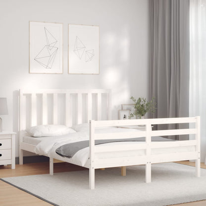 Bed Frame without Mattress White 140x190 cm Solid Wood Pine