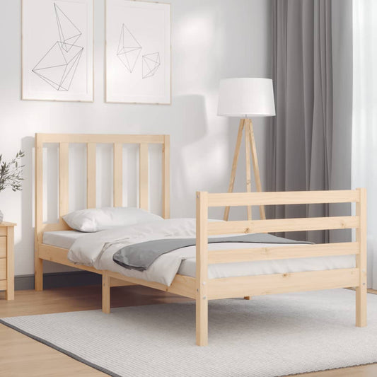 Bed Frame with Headboard 90x200 cm Solid Wood
