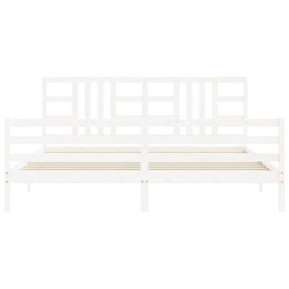 Bed Frame without Mattress White 200x200 cm Solid Wood