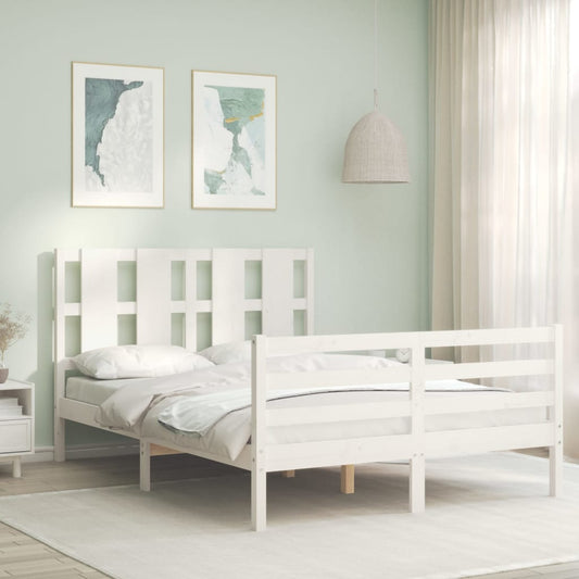 Bed Frame without Mattress White 140x200 cm Solid Wood