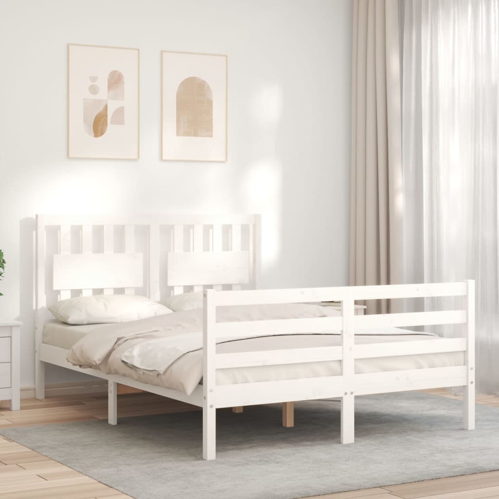 Bed Frame without Mattress White 140x200 cm Solid Wood