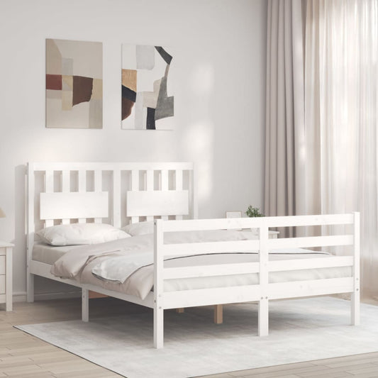 Bed Frame without Mattress White 140x200 cm Solid Wood