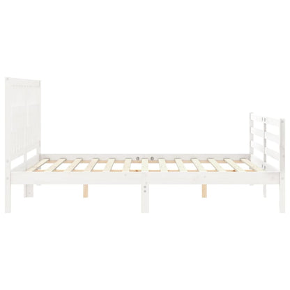 Bed Frame without Mattress White King Size Solid Wood