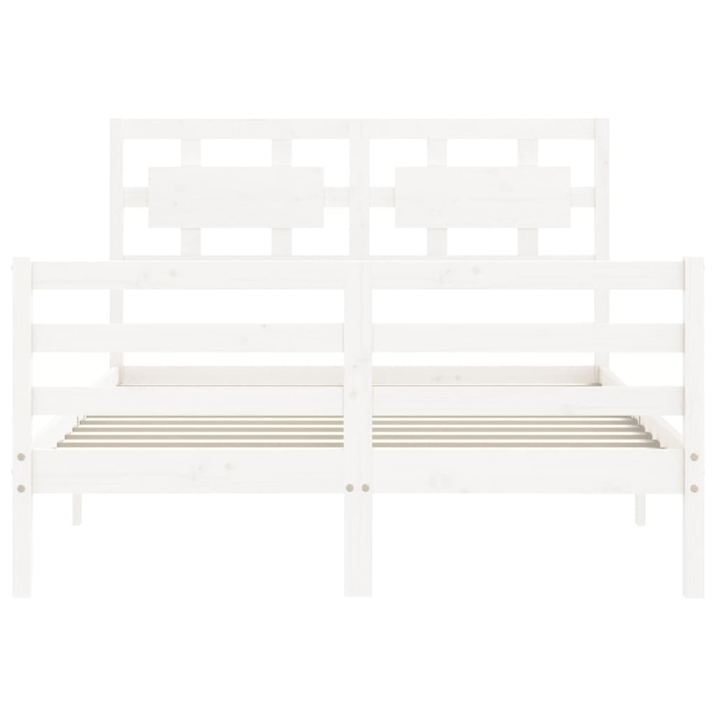 Bed Frame without Mattress White Small Double Solid Wood