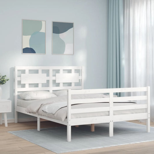 Bed Frame without Mattress White Small Double Solid Wood