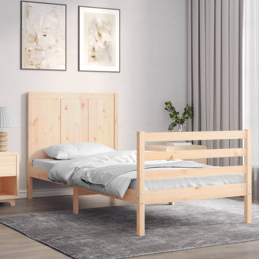 Bed Frame with Headboard 90x200 cm Solid Wood