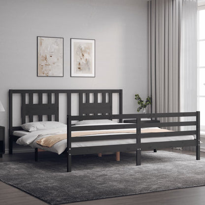 Bed Frame without Mattress Grey 200x200 cm Solid Wood