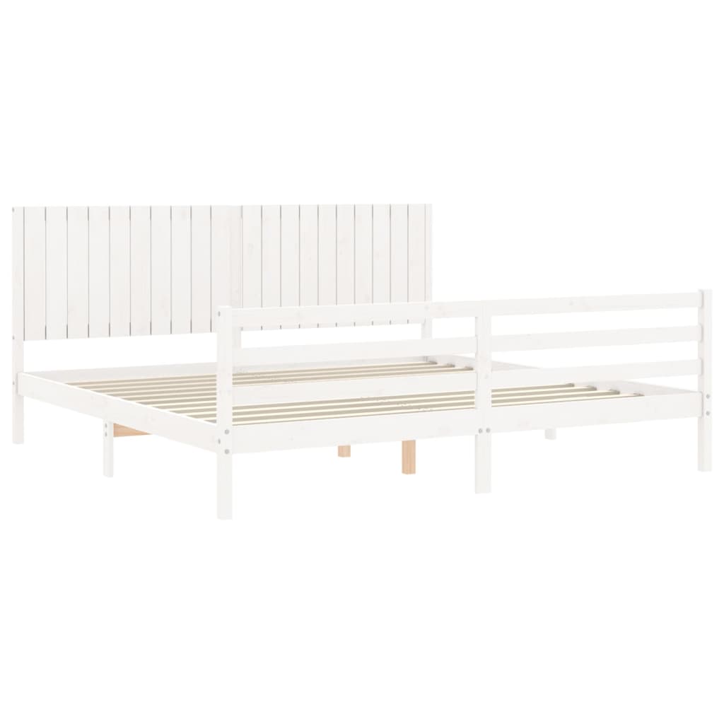 Bed Frame without Mattress White 200x200 cm Solid Wood