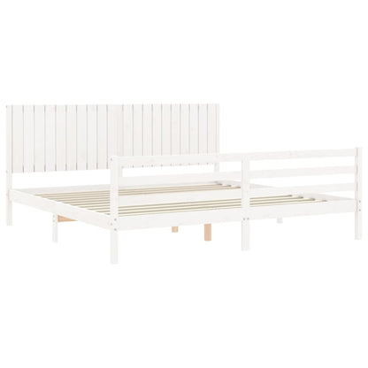 Bed Frame without Mattress White 200x200 cm Solid Wood