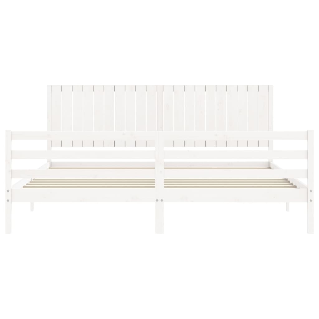 Bed Frame without Mattress White 200x200 cm Solid Wood