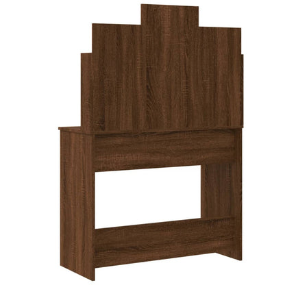 Dressing Table with LED Lights Brown Oak 96x40x142 cm