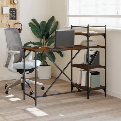 Computer Desk with Shelves Brown Oak 120x47x109 cm