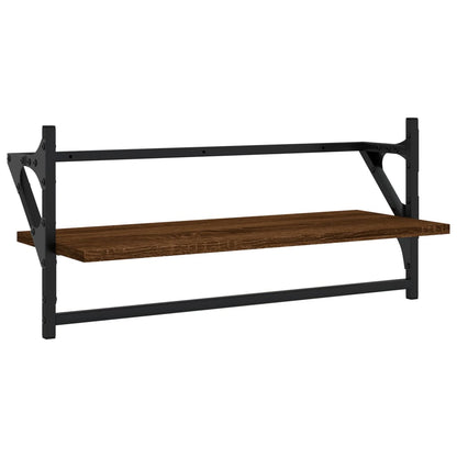 4 Piece Wall Shelf Set with Bars Brown Oak Engineered Wood