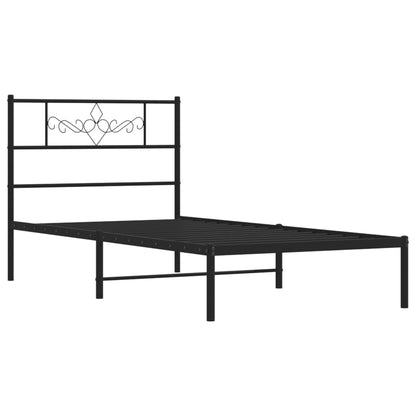 Metal Bed Frame without Mattress with Headboard Black 80x200cm