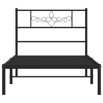 Metal Bed Frame without Mattress with Headboard Black 80x200cm