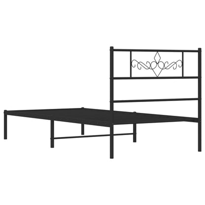 Metal Bed Frame without Mattress with Headboard Black 80x200cm