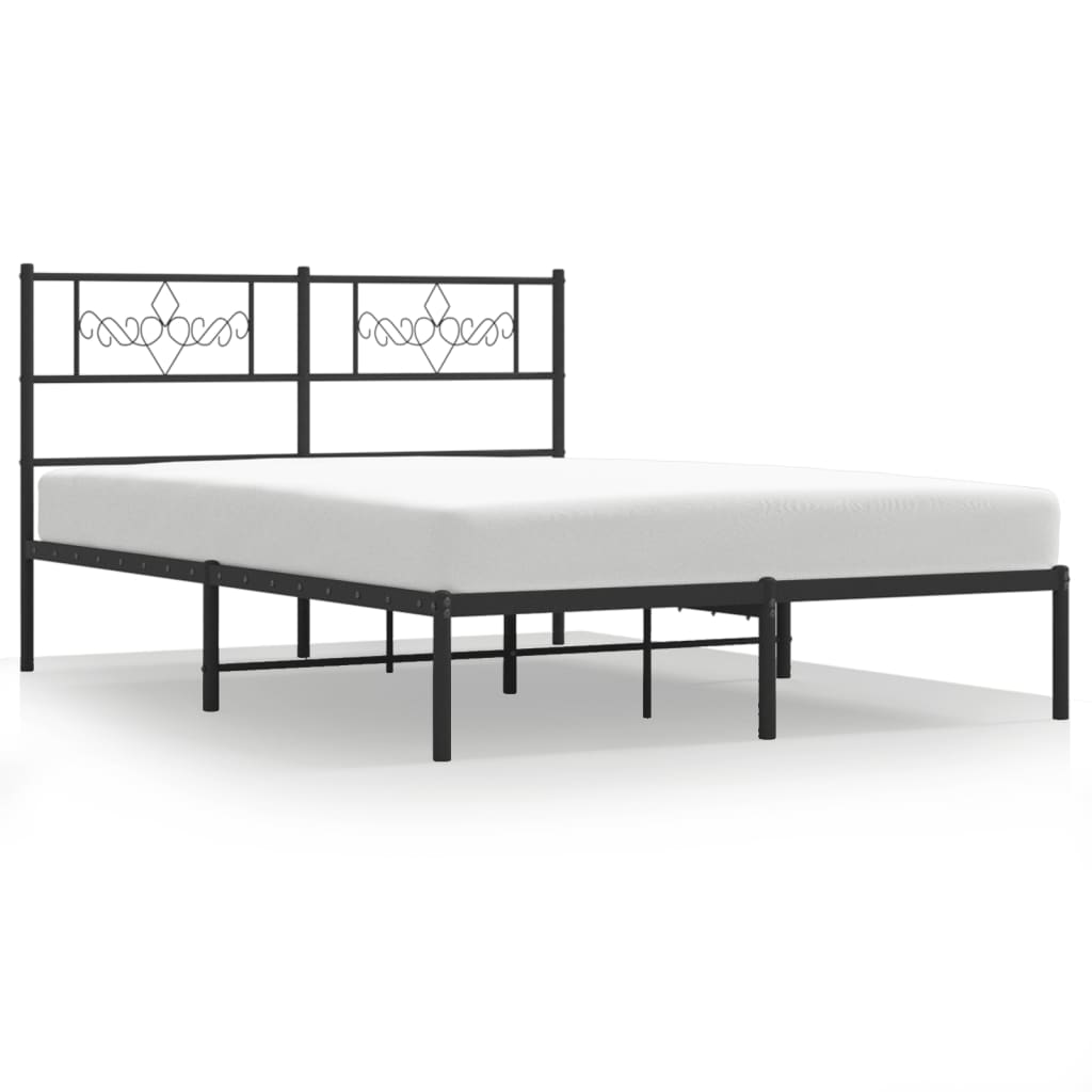 Metal Bed Frame without Mattress with Headboard Black 160x200cm