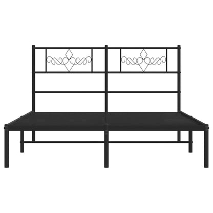 Metal Bed Frame without Mattress with Headboard Black 160x200cm
