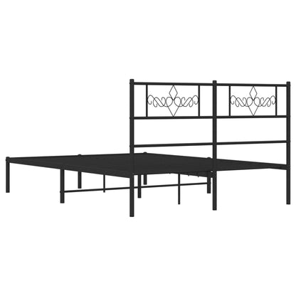 Metal Bed Frame without Mattress with Headboard Black 160x200cm