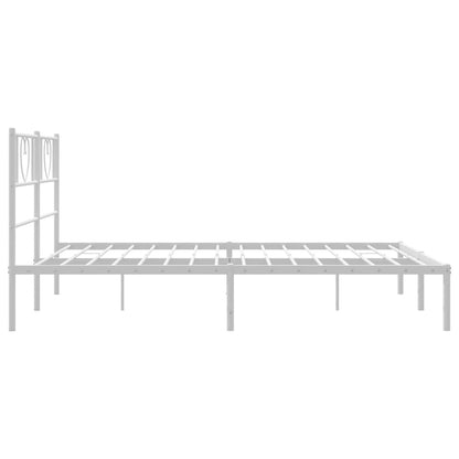 Metal Bed Frame without Mattress with Headboard White 140x200cm