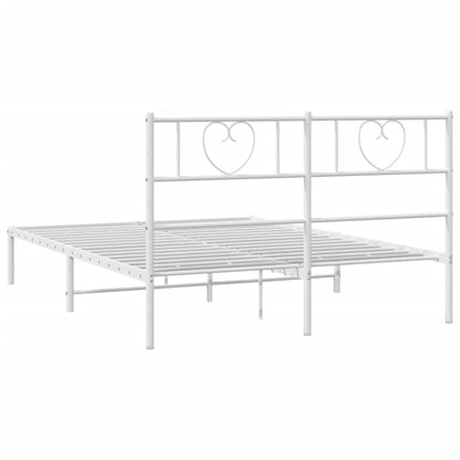 Metal Bed Frame without Mattress with Headboard White 140x200cm