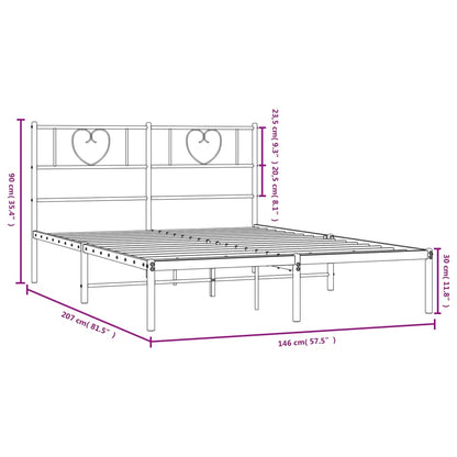 Metal Bed Frame without Mattress with Headboard White 140x200cm