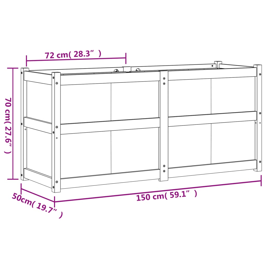 Garden Planter 150x50x70 cm Solid Wood Pine