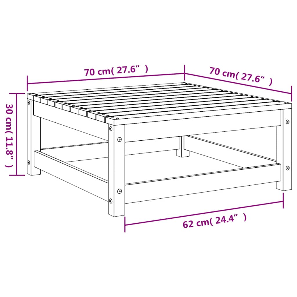 Garden Footstool White 70x70x30 cm Solid Wood Pine