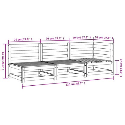 Garden Sofa 3-Seater Solid Wood Pine