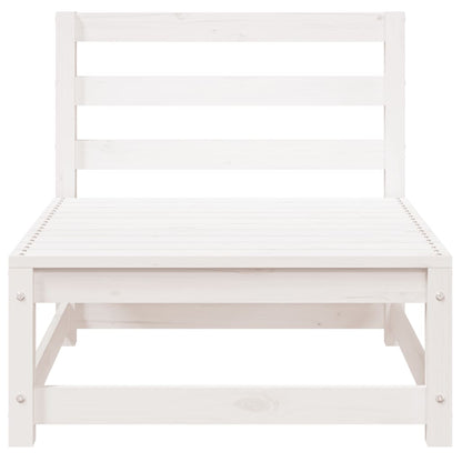 Garden Sofa with Footstool 2-Seater White Solid Wood Pine