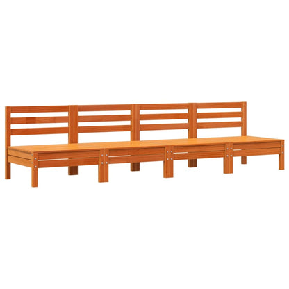 Garden Sofas Armless 4 pcs Wax Brown Solid Wood Pine