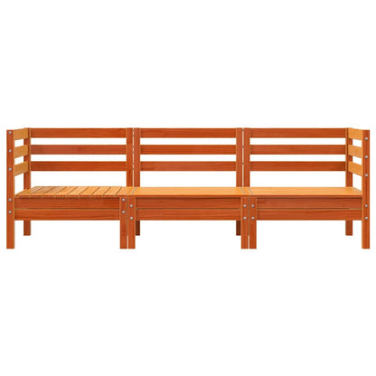 Garden Sofa 3-Seater Wax Brown Solid Wood Pine