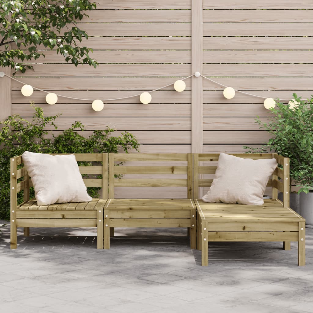 Garden Sofa 3-Seater with Footstool Impregnated Wood Pine
