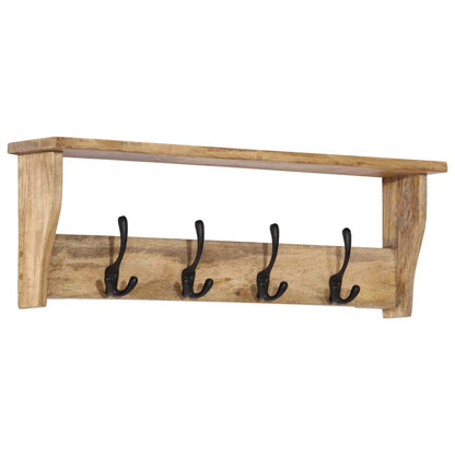 Wall-mounted Coat Rack with 4 Hooks Solid Wood Mango