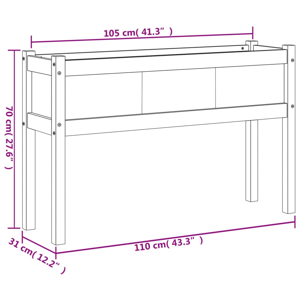 Garden Planters 2 pcs with Legs White Solid Wood Pine