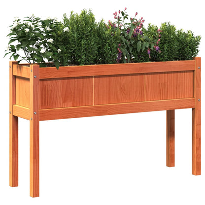 Garden Planter with Legs Wax Brown 110x31x70 cm Solid Wood Pine