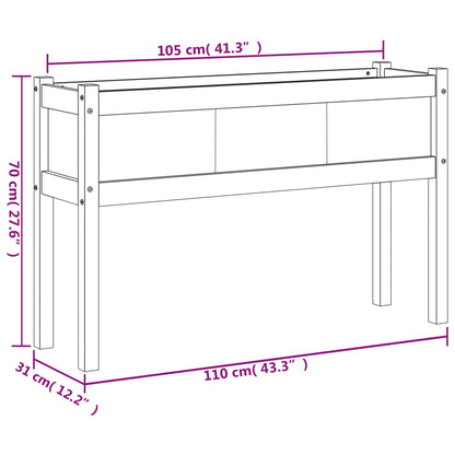 Garden Planter with Legs Wax Brown 110x31x70 cm Solid Wood Pine