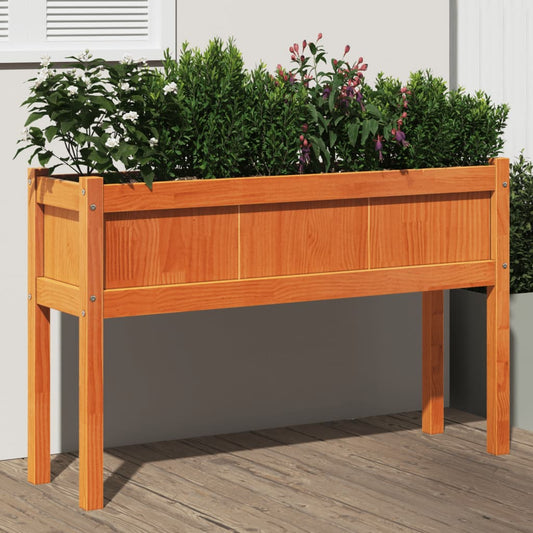 Garden Planter with Legs Wax Brown 110x31x70 cm Solid Wood Pine