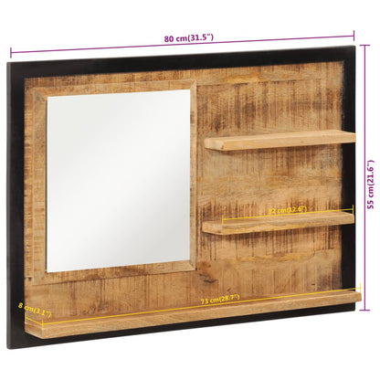 Mirror with Shelves 80x8x55 cm Glass and Solid Wood Mango